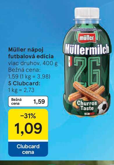 Müller nápoj futbalová edícia viac druhov, 400 g