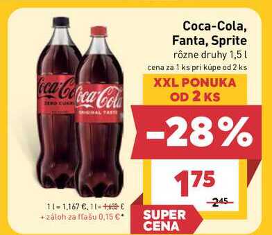 Coca-Cola 1,5 l, vybrané druhy 1.5l