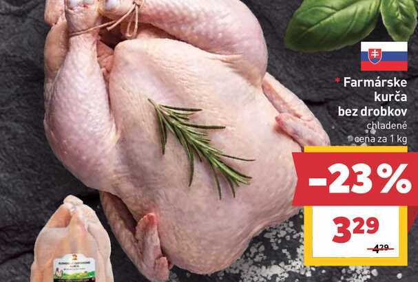 Farmárske kurča bez drobkov chladené cena za 1 kg