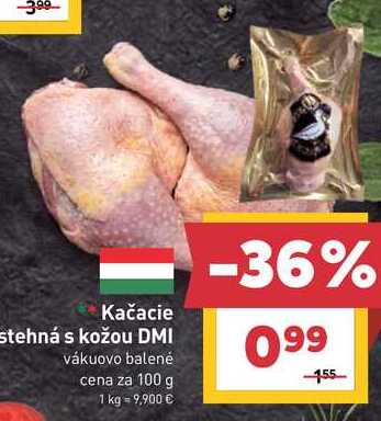 Kačacie stehná s kožou DMI vákuovo balené cena za 100 g