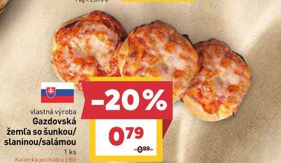 Gazdovská žemľa so šunkou/ slaninou/salámou 1 ks