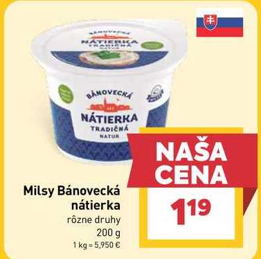Milsy Bánovecká nátierka rôzne druhy 200 g