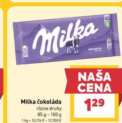 Milka čokoláda rôzne druhy 85 g