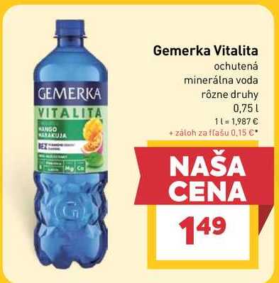 Gemerka Vitalita ochutená minerálna voda rôzne druhy 0,75l