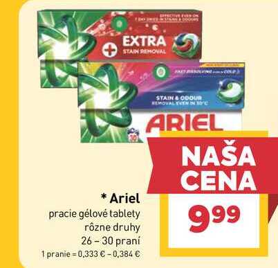 Ariel pracie gélové tablety rôzne druhy 26-30 praní