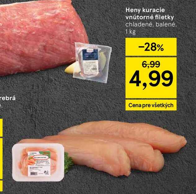 Heny kuracie vnútorné filetky chladené, balené, 1 kg