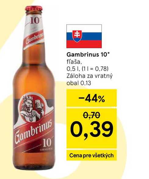Gambrinus Originál 10% pivo výčapné svetlé 500 ml