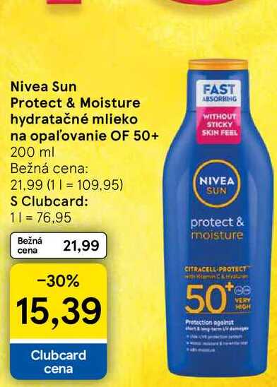 Nivea Sun Protect & Moisture hydratačné mlieko na opaľovanie OF 50+ 200 ml