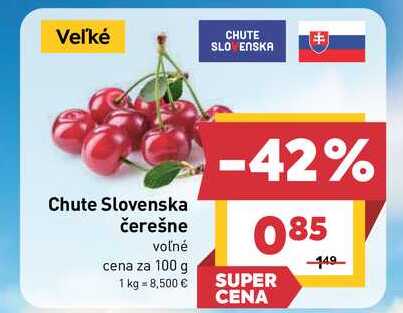 Chute Slovenska čerešne voľné cena za 100 g