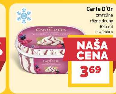 Carte D'Or zmrzlina rôzne druhy 825 ml 