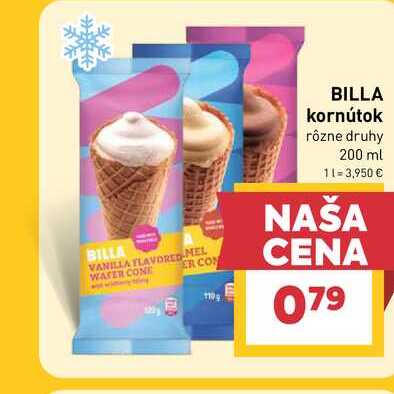 BILLA kornútok rôzne druhy 200 ml 