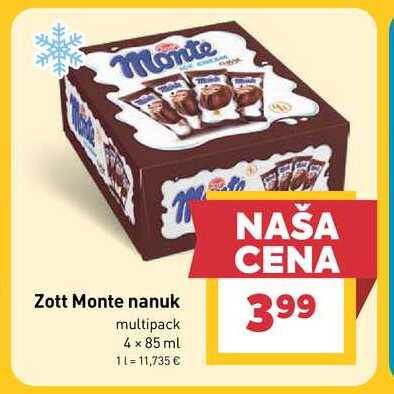 Zott Monte nanuk multipack 4 x 85 ml