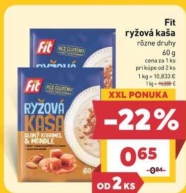 Fit ryžová kaša rôzne druhy 60 g