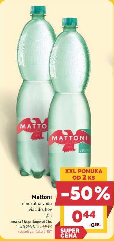 Mattoni minerálna voda viac druhov 1,5l