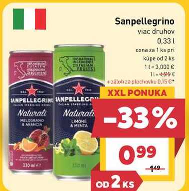Sanpellegrino viac druhov 0,33l