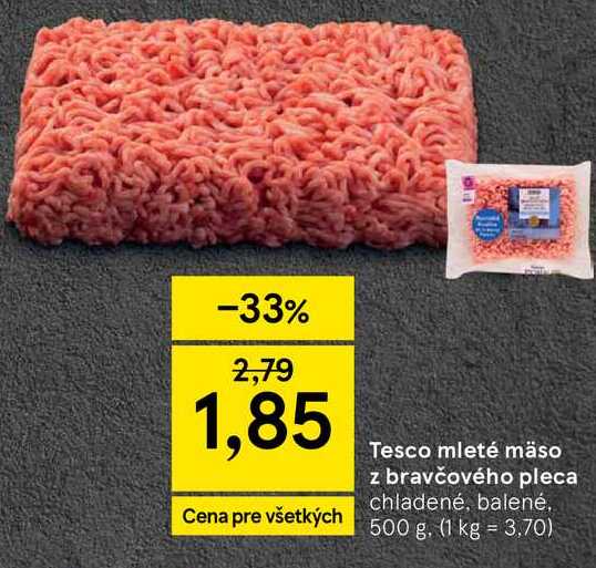 Tesco mleté mäso z bravčového pleca chladené, balené 500 g