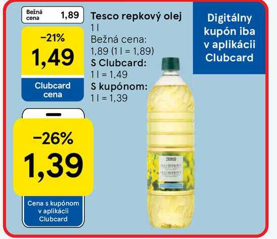 Tesco repkový olej 1L