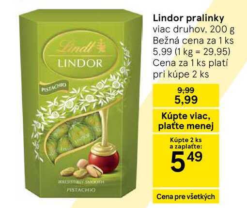 Lindt Lindor pralinky viac druhov, 200 g