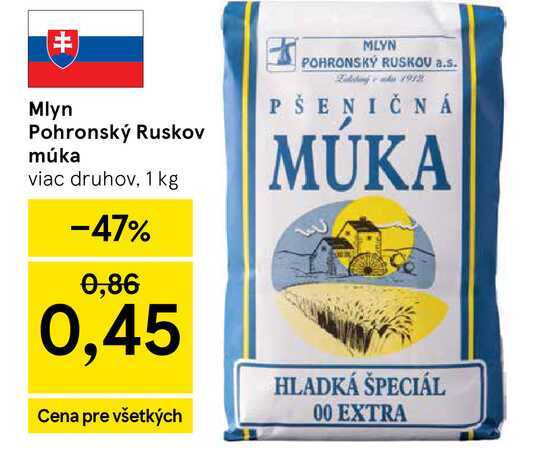 Mlyn Pohronský Ruskov múka viac druhov, 1 kg