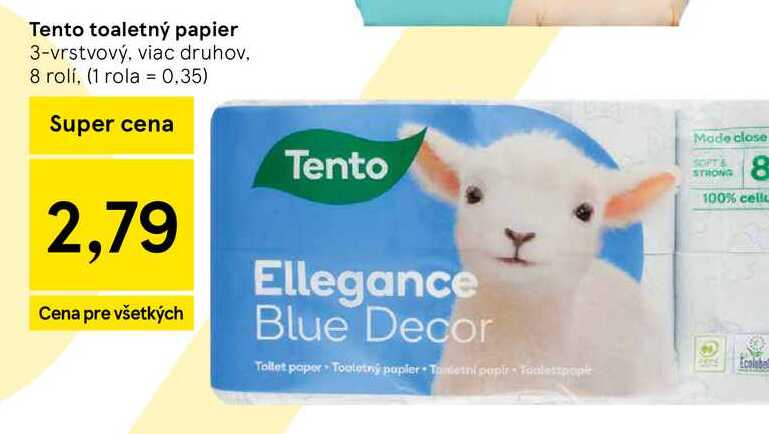 Tento toaletný papier 3-vrstvový, viac druhov 8 rolí