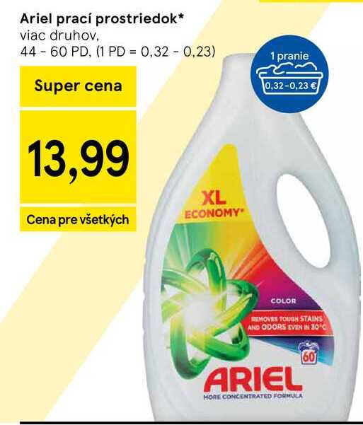 Ariel prací prostriedok viac druhov, 44-60 PD