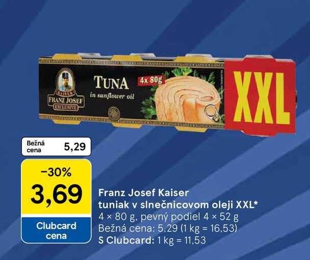 Franz Josef Kaiser tuniak v slnečnicovom oleji XXL 4 x 80 g