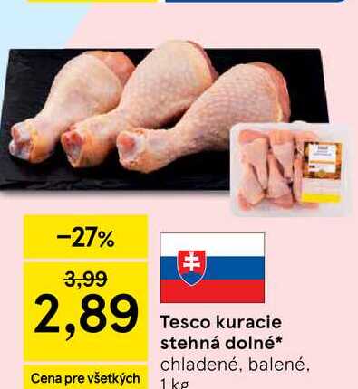 Tesco kuracie stehná dolné chladené, balené 1kg