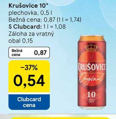 Krušovice 10° plechovka, 0.5 l