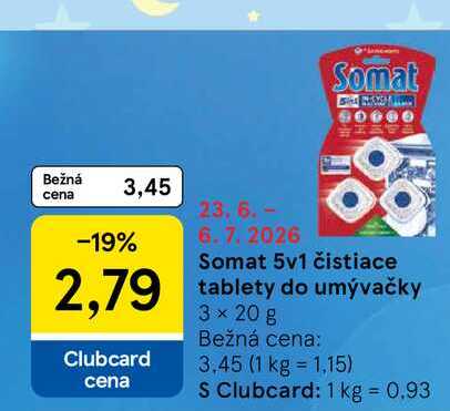 Somat čistiace tablety do umývačky 3 x 20 g