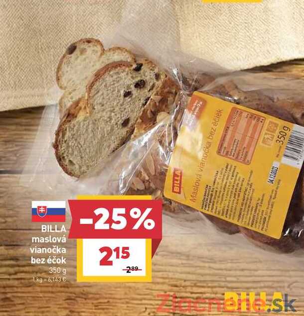 BILLA Maslová vianočka bez èčiek 350g