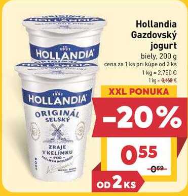 Hollandia Gazdovský jogurt biely, 200 g v akcii