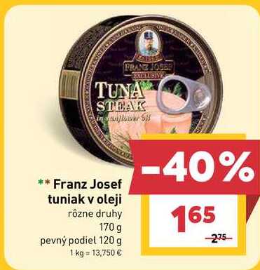 Franz Josef tuniak v oleji rôzne druhy 170 g