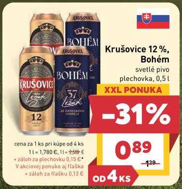 Bohém svetlé pivo plechovka, 0,5L