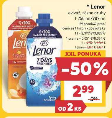 Lenor aviváž, rôzne druhy 1 250 ml/987 ml 59 prani/47 praní