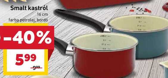 Smalt kastról 16 cm farba petrolej, bordó