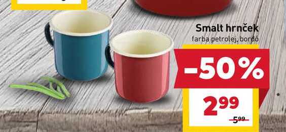 Smalt hrnček farba petrolej, bordó