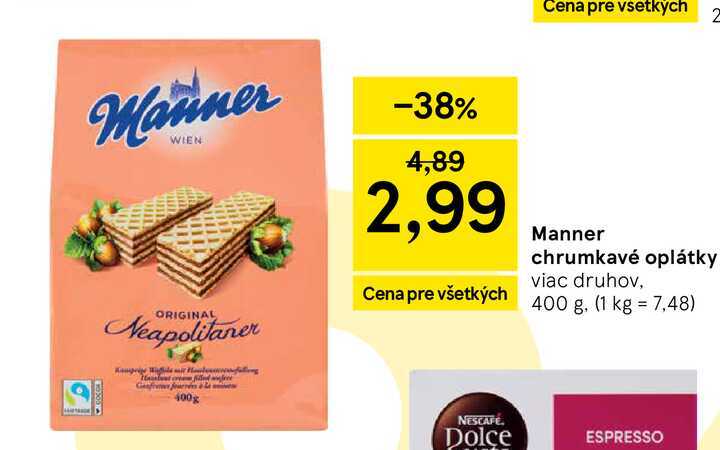 Manner chrumkavé oplátky viac druhov, 400 g v akcii