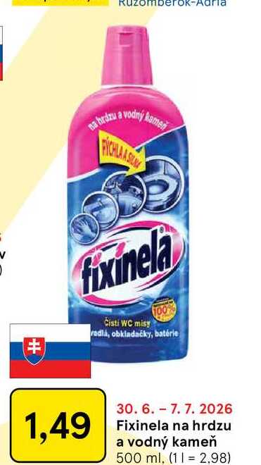 Fixinela na hrdzu a vodný kameň 500 ml