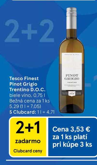 Tesco Finest Pinot Grigio Trentino D.O.C. biele víno, 0,75l