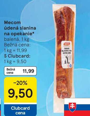 Mecom údená slanina na opekanie balená, 1 kg 