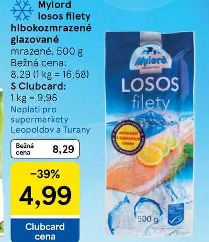 Mylord losos filety hlbokozmrazené glazované mrazené, 500 g 