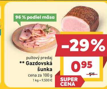 Gazdovská šunka cena za 100 g