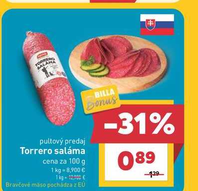 Torrero saláma cena za 100 g 