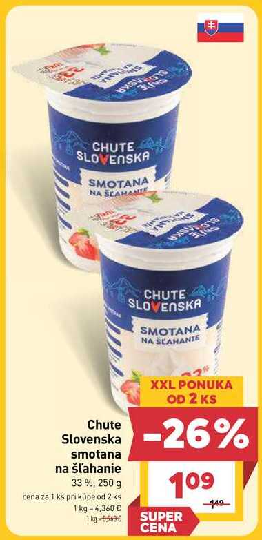 Chute Slovenska smotana na šľahanie 33%, 250 g v akcii