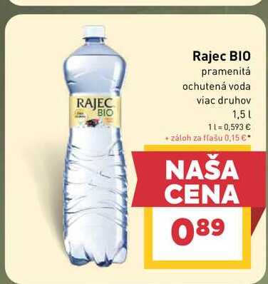 Rajec BIO pramenitá ochutená voda viac druhov 1,5l