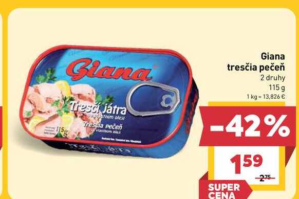 Giana tresčia pečeň 2 druhy 115 g