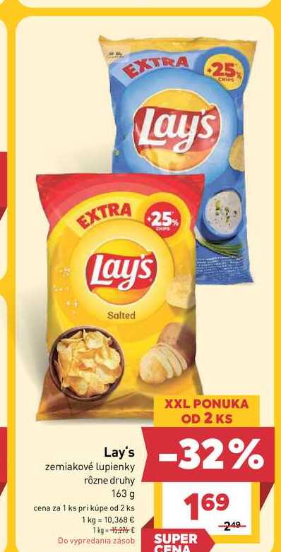Lay's Salted zemiakové lupienky rôzne druhy 163 g