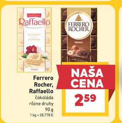 Raffaello čokoláda rôzne druhy 90 g