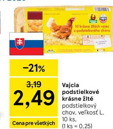 Vajcia podstielkové krásne žlté podstielkový chov, veľkosť L. 10