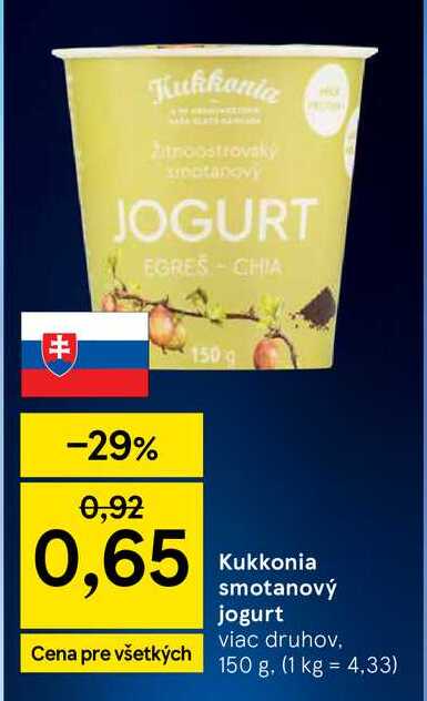 Kukkonia smotanový jogurt viac druhov, 150 g v akcii